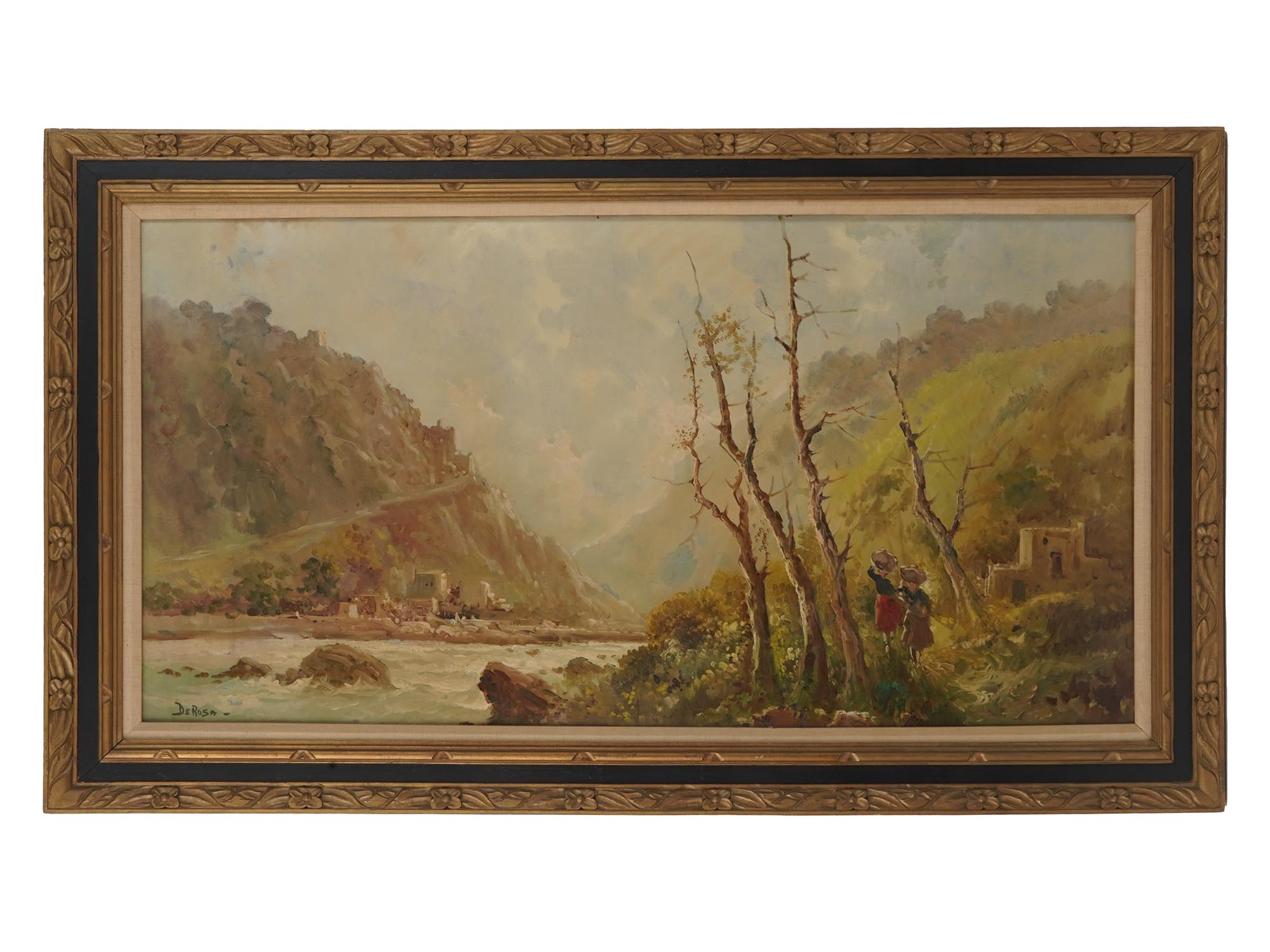 FRAMED ITALIAN LANDSCAPE PAINTING SIGNED DE ROSA PIC-0